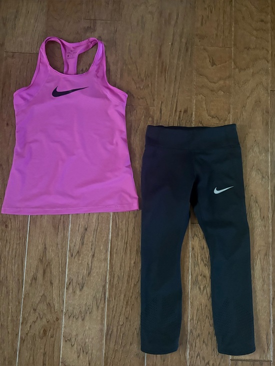 Nike Pants - Nike Epic Lux Crop Running Leggings And Racerback Logo Tank Top Lot Size XS